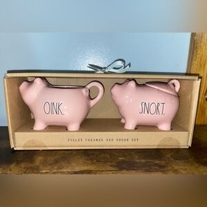 Rae Dunn Pink Piggy Piglet Oink  And Snort Sugar With Lid & Creamer Set NWT